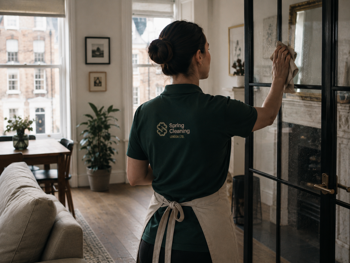 Spring Cleaning London cleaner preparing a home for service